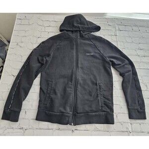 Calvin Klein Full Zip Hoodie Men’s Size M Black Logo Sweatshirt Jacket
